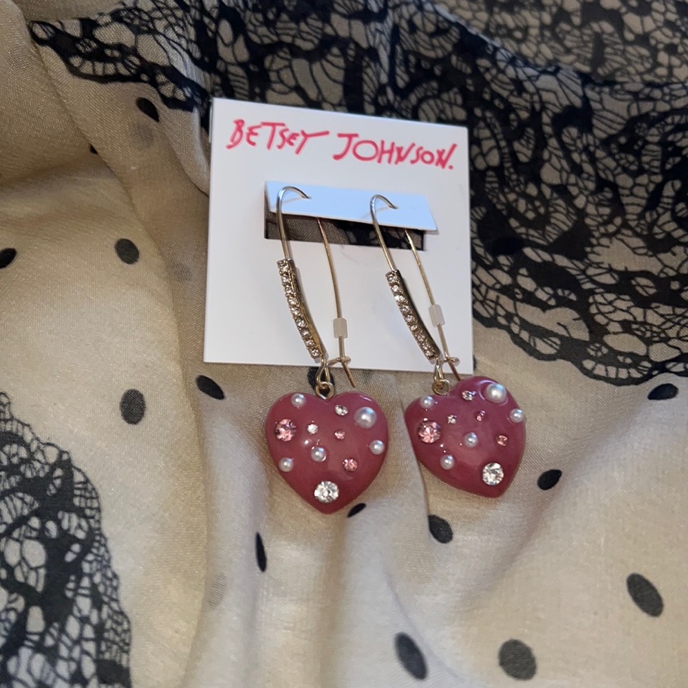 Betsey Johnson Heart Drop Earrings